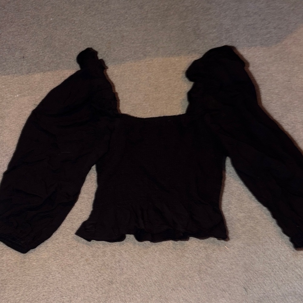 Zara Elegant Black Textured Blouse